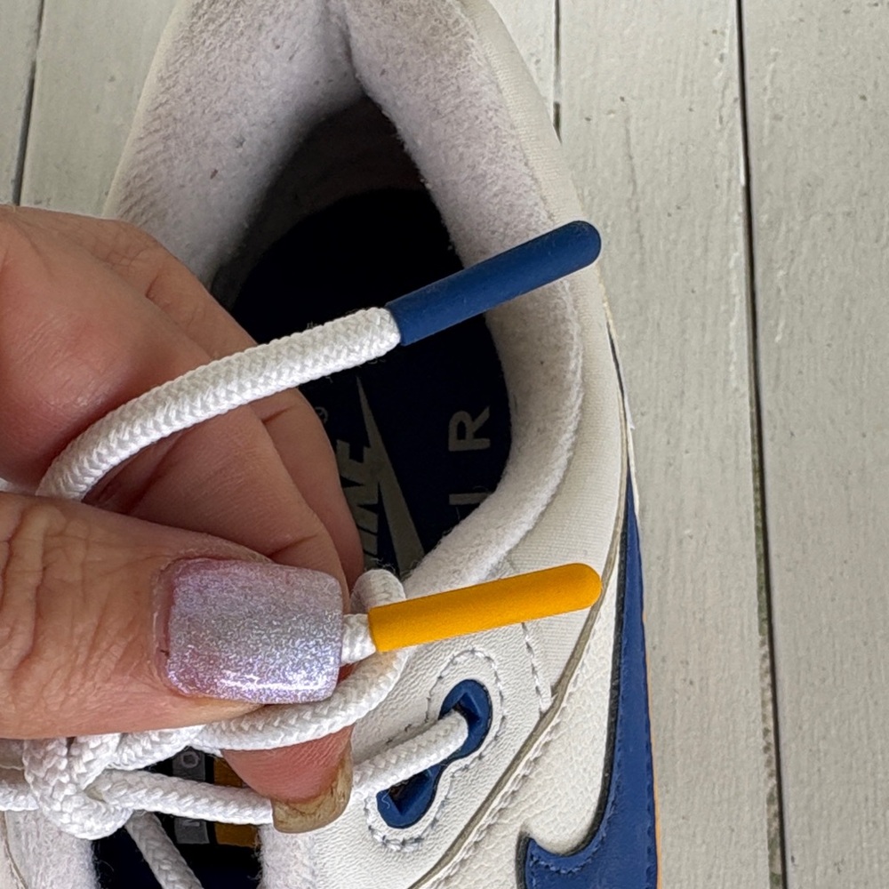 Nike Men's Sneakers in White, Blue, and Yellow - Picture 5 of 10